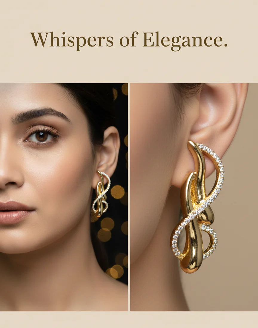 Eternal Flow Earrings | Sculpted Gold-Tone Statement Jewellery
