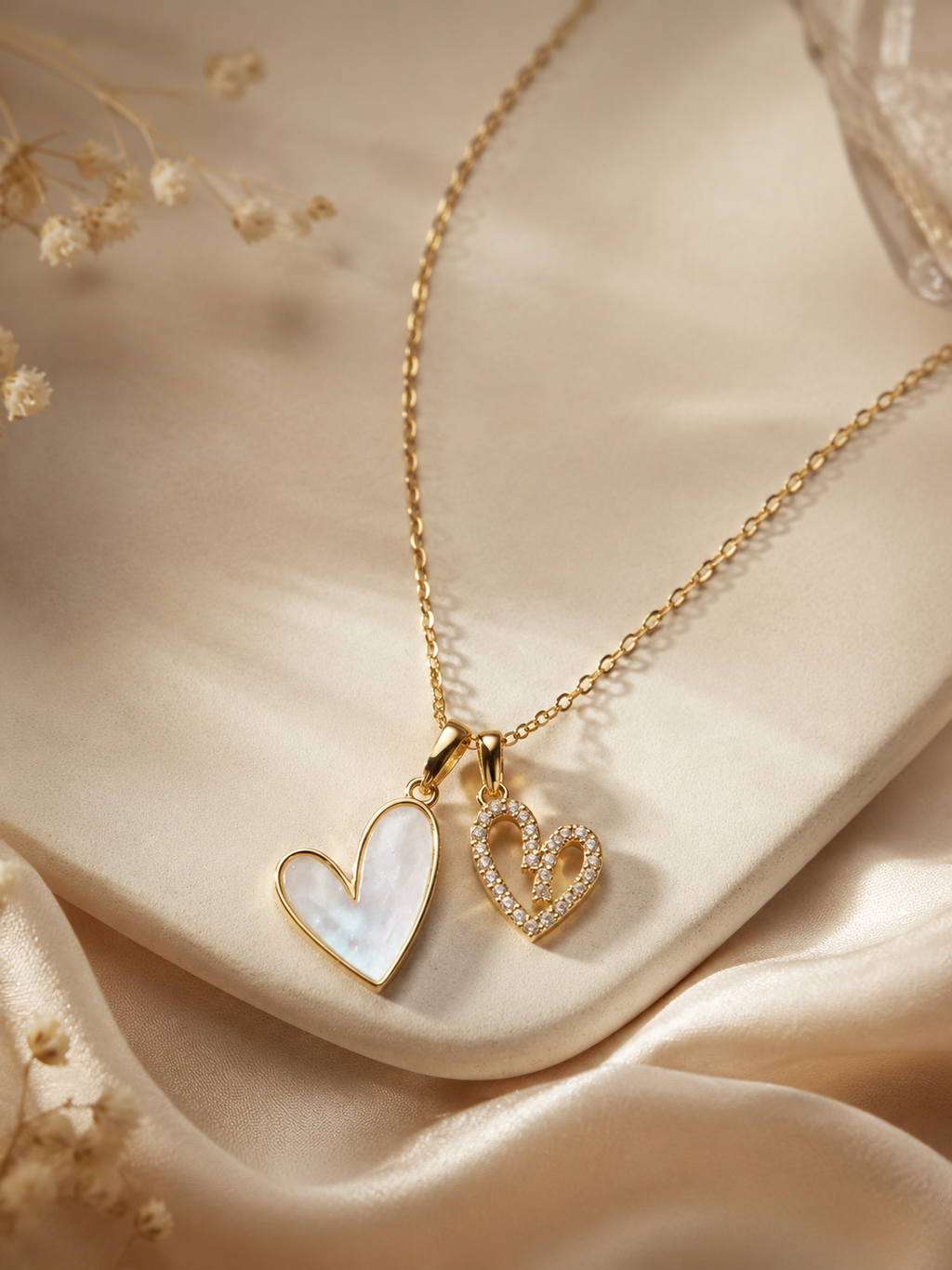 Double Heart Charm Necklace