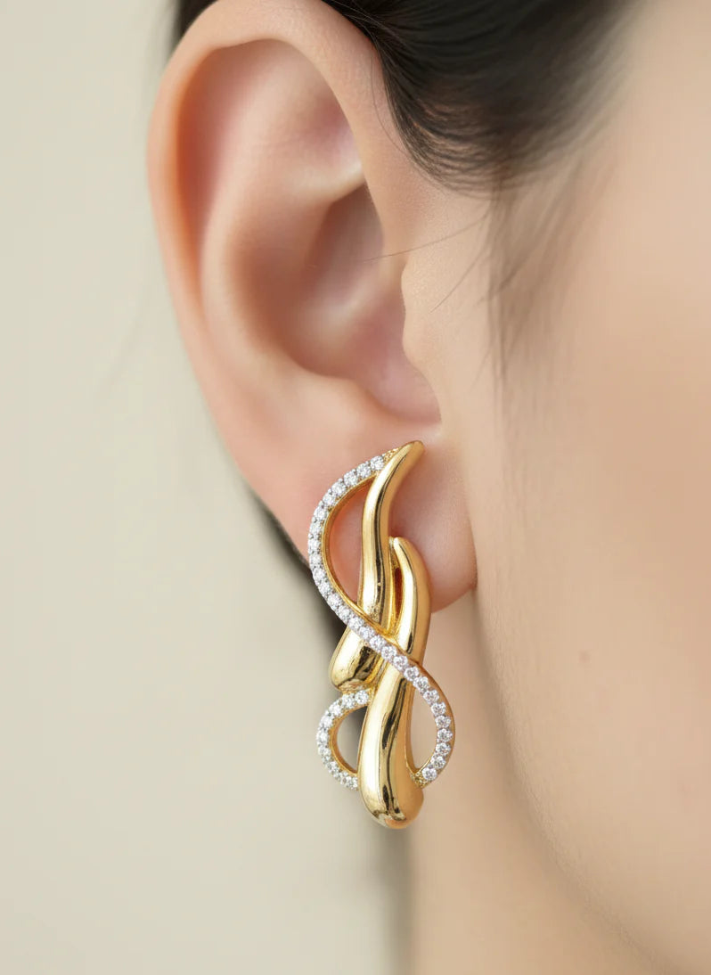 Eternal Flow Earrings | Sculpted Gold-Tone Statement Jewellery