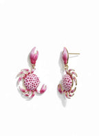 Crab Charm Earrings | Playful Pink Statement Drops
