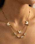 Butterfly Crystal Layered Necklace | Gold-Tone Finish