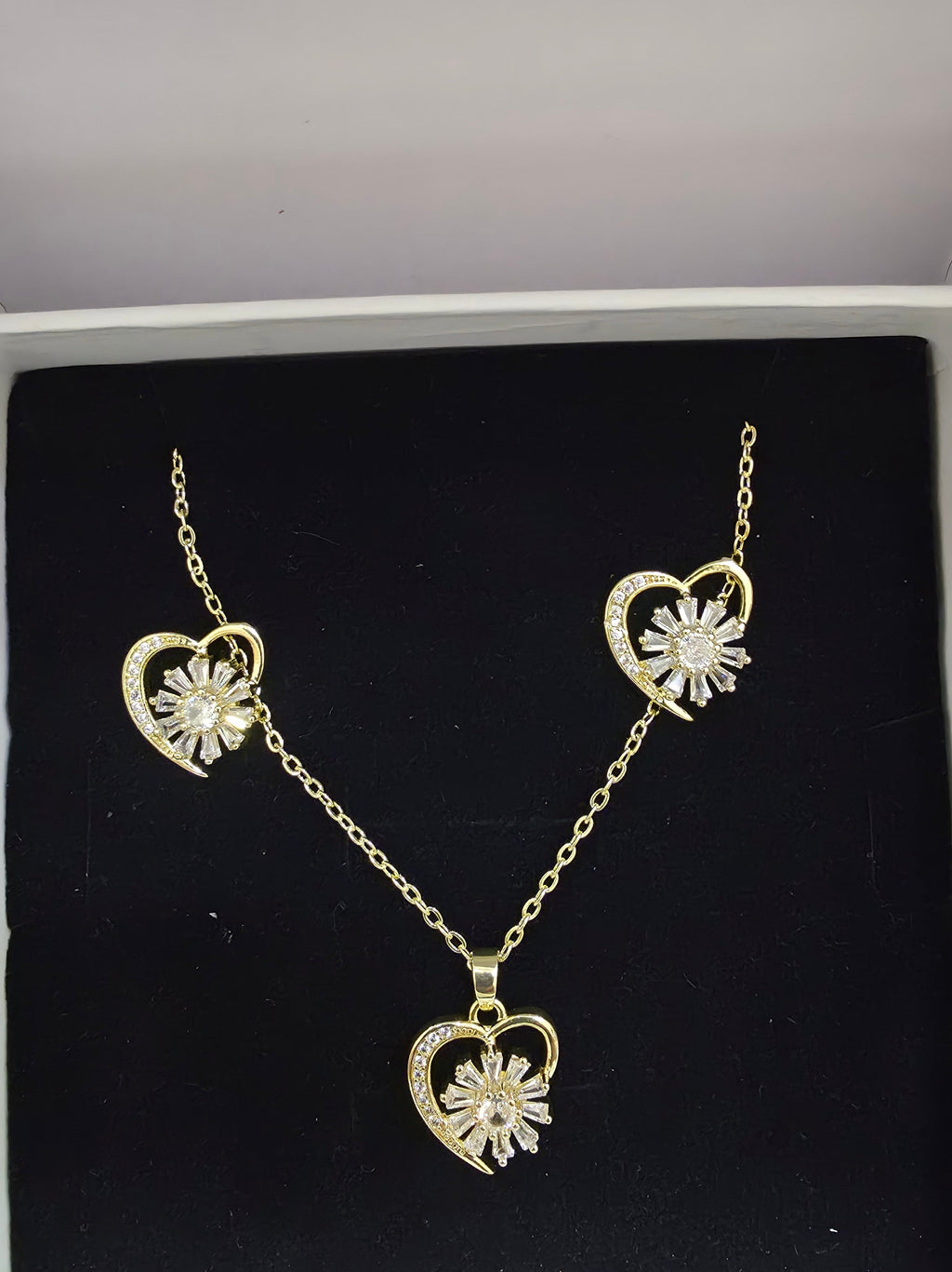 Eternal Heart Radiance Jewellery Set | Necklace & Earrings in Gold-Tone Finish