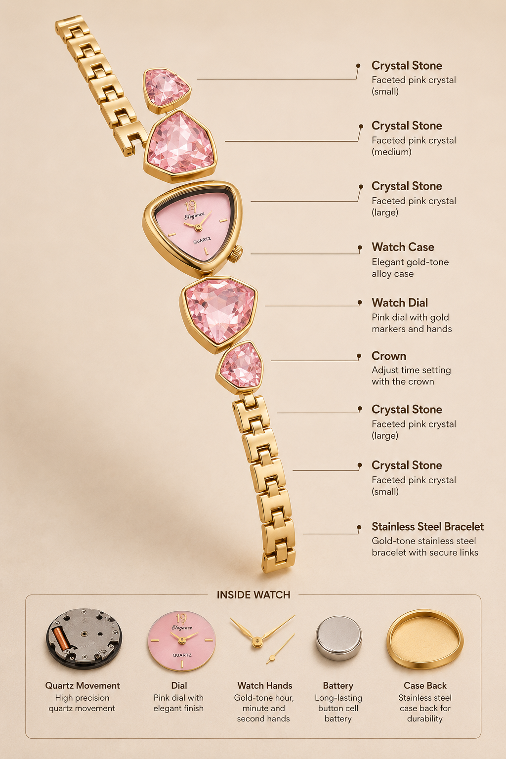 Blush Crystal Watch Bracelet