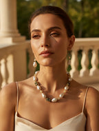 Noir Pearl Majesty Necklace Set | Luxury Baroque Pearl & Enamel Gold-Plated Jewellery
