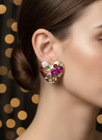 Heart of Fire Stud Earrings | Gold-Tone Passion Statement Jewellery