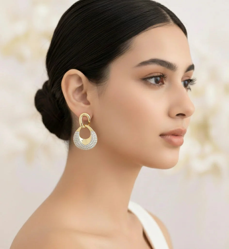 Infinite Glow Link Earrings | Gold-Tone Statement Jewellery