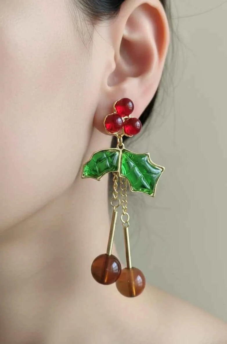 Cherry Dangle Earrings | Playful Gold-Plated Statement Piece