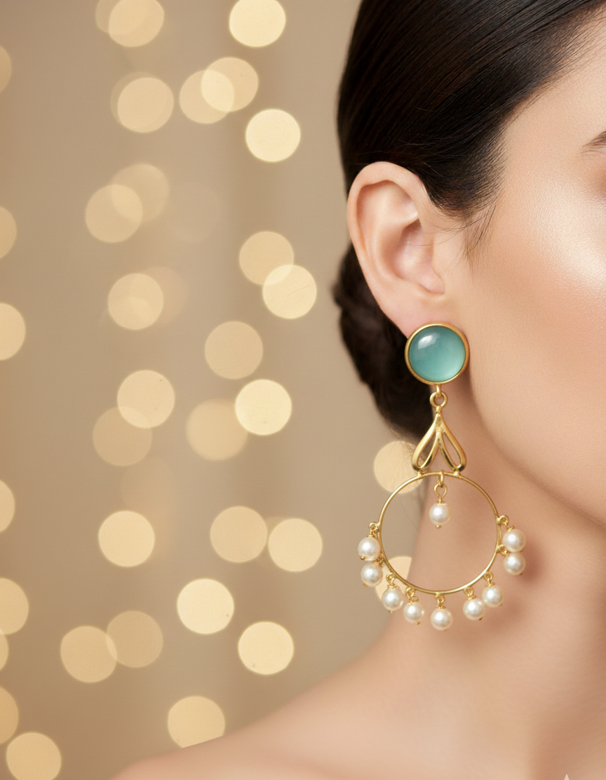 Prexela Ocean Luxe Pearl Hoop Earrings | Gold-Plated Statement Earrings for Elegant Women