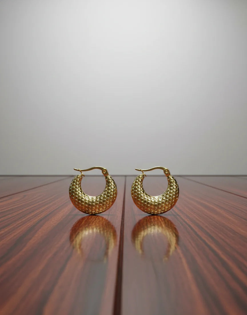 Textured Crescent Hoop Earrings | Gold-Tone Finish