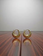 Textured Crescent Hoop Earrings | Gold-Tone Finish