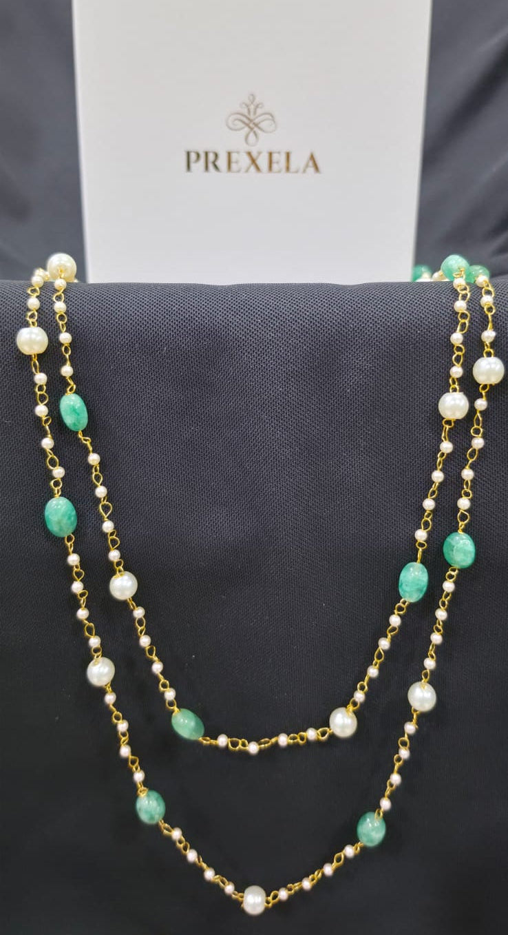 Emerald Layered Necklace Set | Luxury Gold-Plated Jewellery for Women