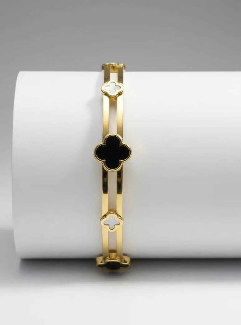 Black Clover Open Cuff Bracelet | Gold-Tone Finish