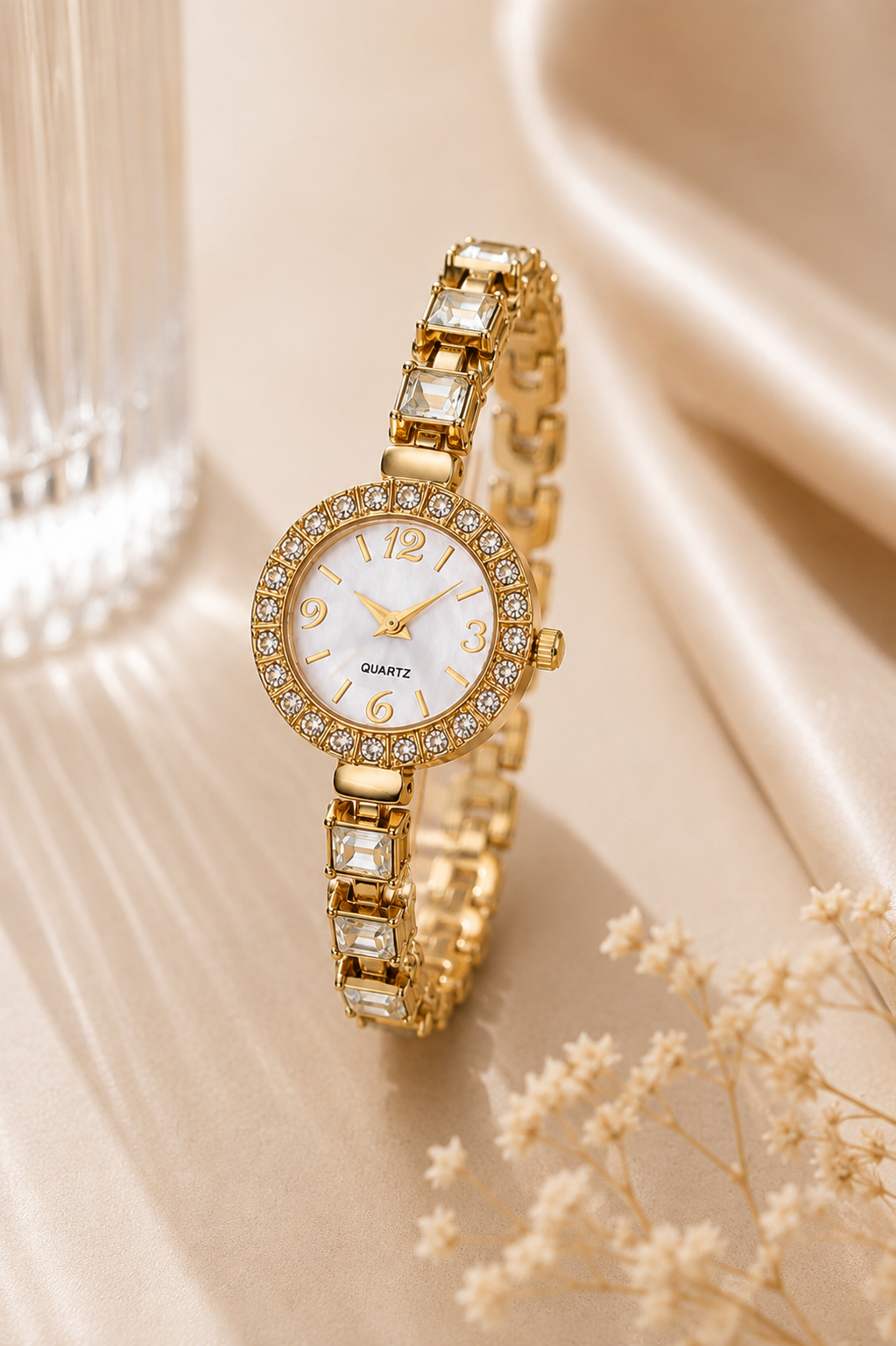 Crystal Luxe Gold Watch
