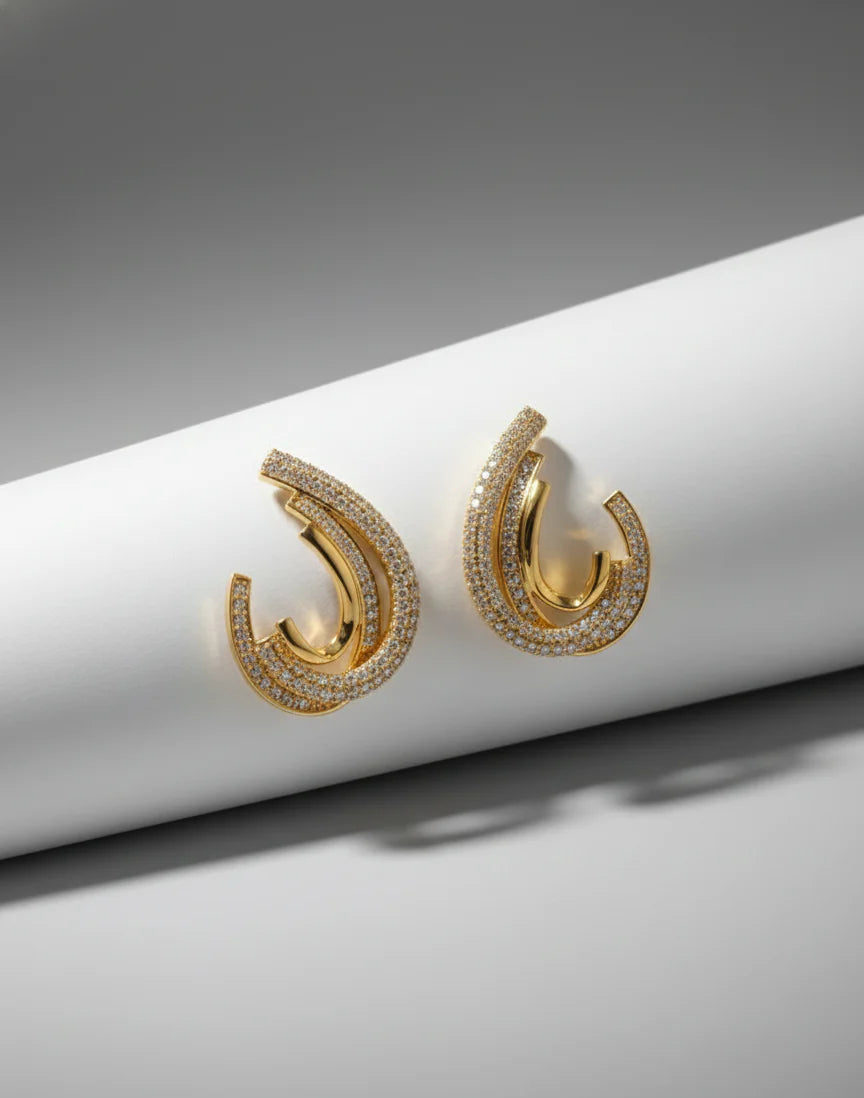 Golden Arc Statement Earrings | Where Movement Meets Modern Luxury