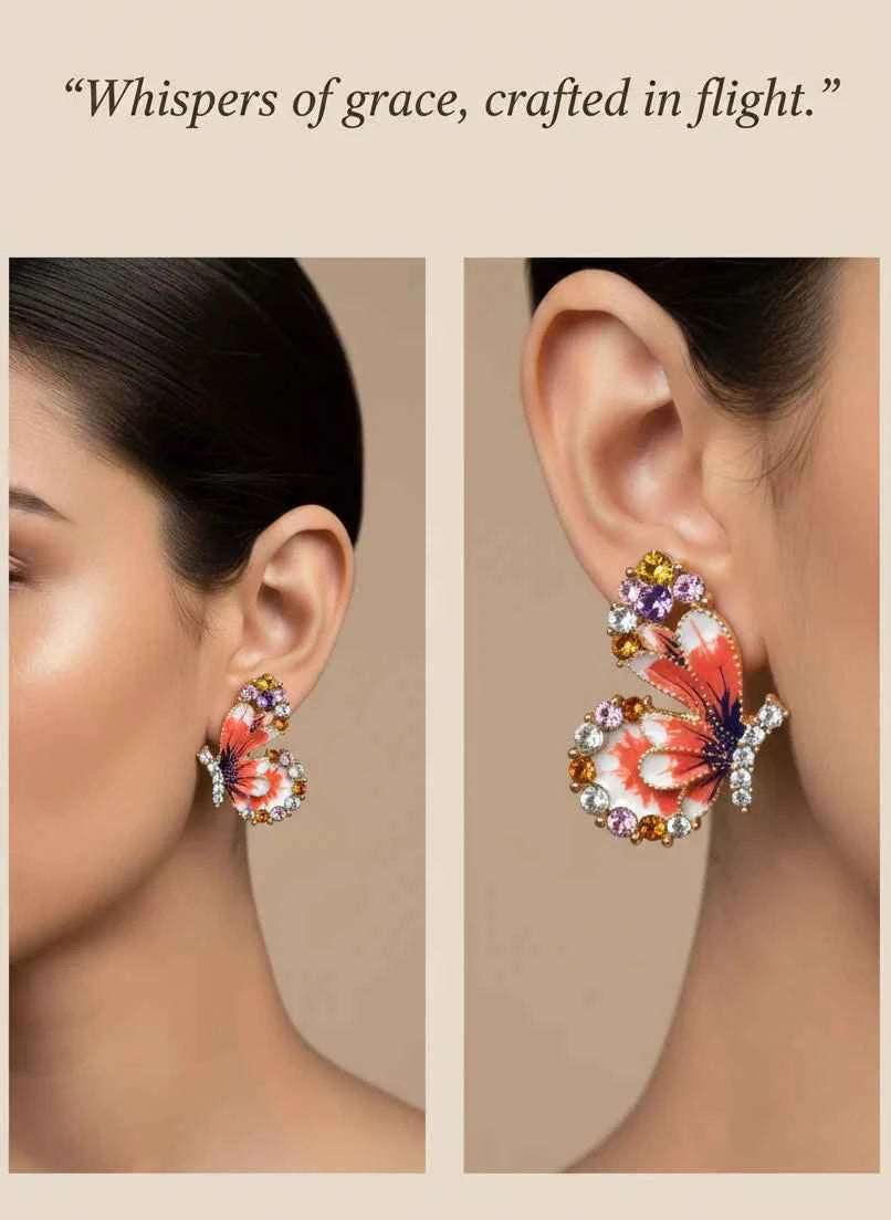 Butterfly Earrings | Gold-Tone Art-Inspired Statement Jewellery