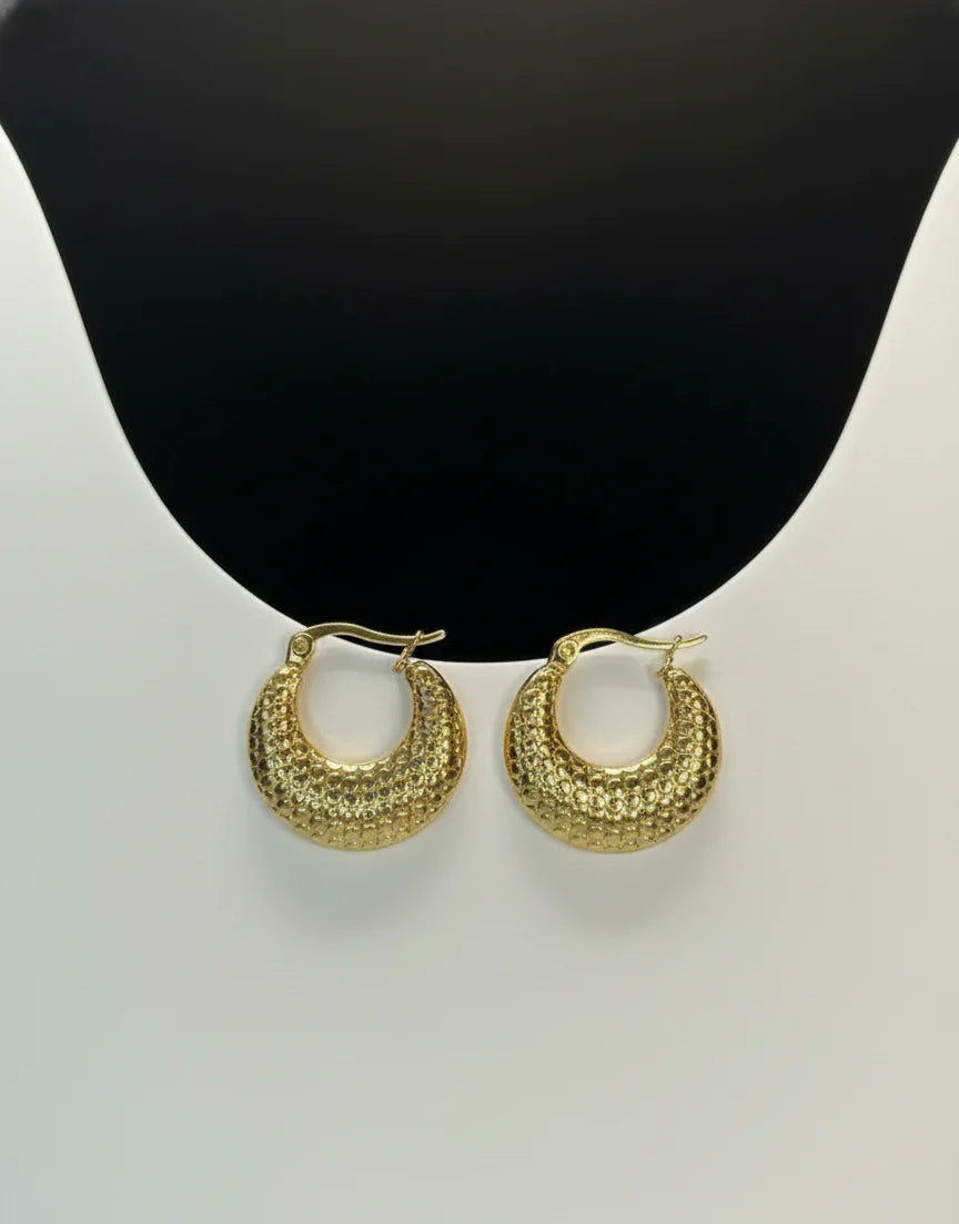 Textured Crescent Hoop Earrings | Gold-Tone Finish