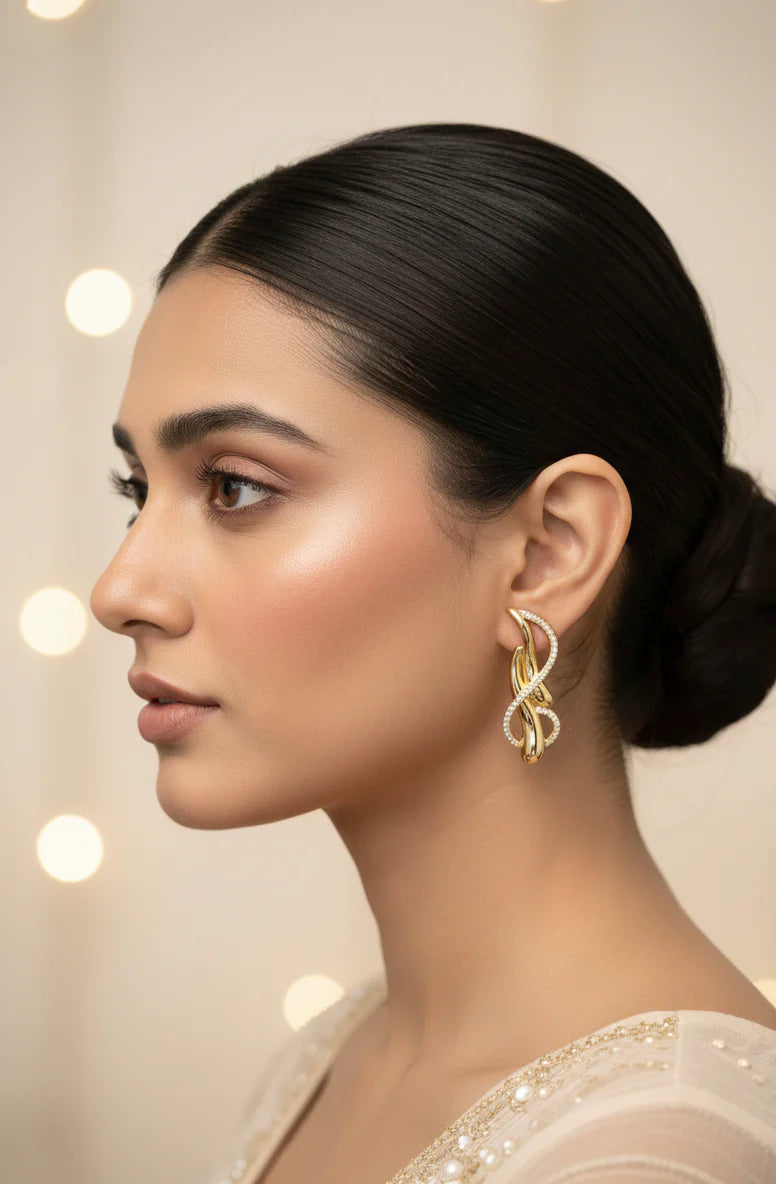 Eternal Flow Earrings | Sculpted Gold-Tone Statement Jewellery