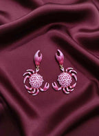 Crab Charm Earrings | Playful Pink Statement Drops
