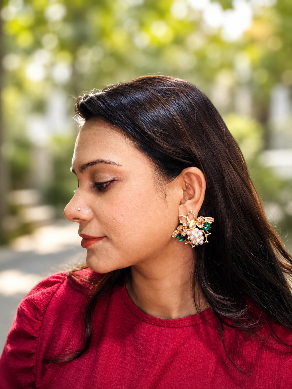 Queen Bee Pearl Earrings | Gold-Tone Statement Jewellery